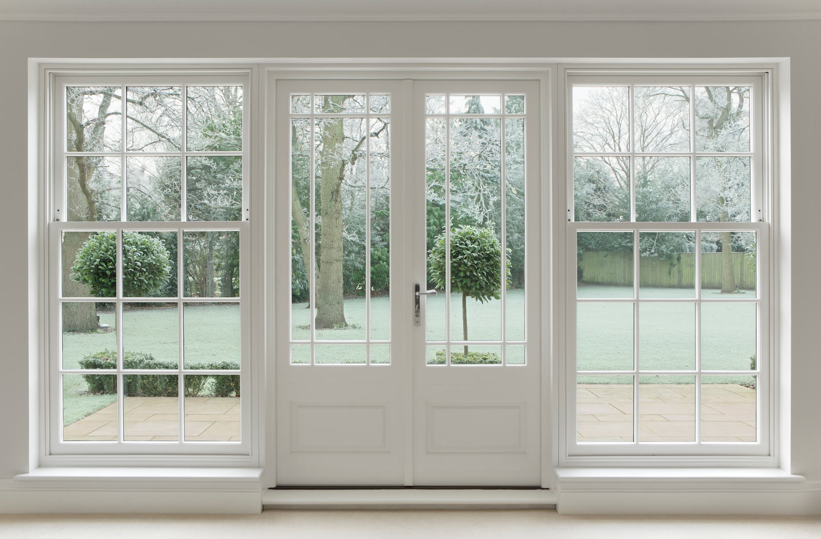 white double glazing paneled windows
