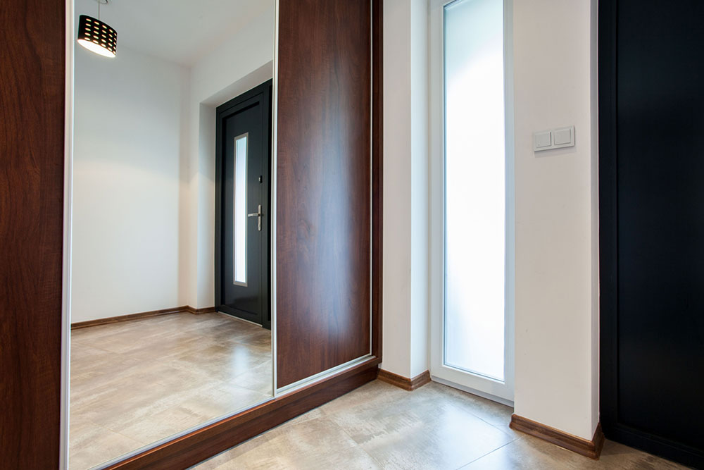 mirrored wardrobe door in home