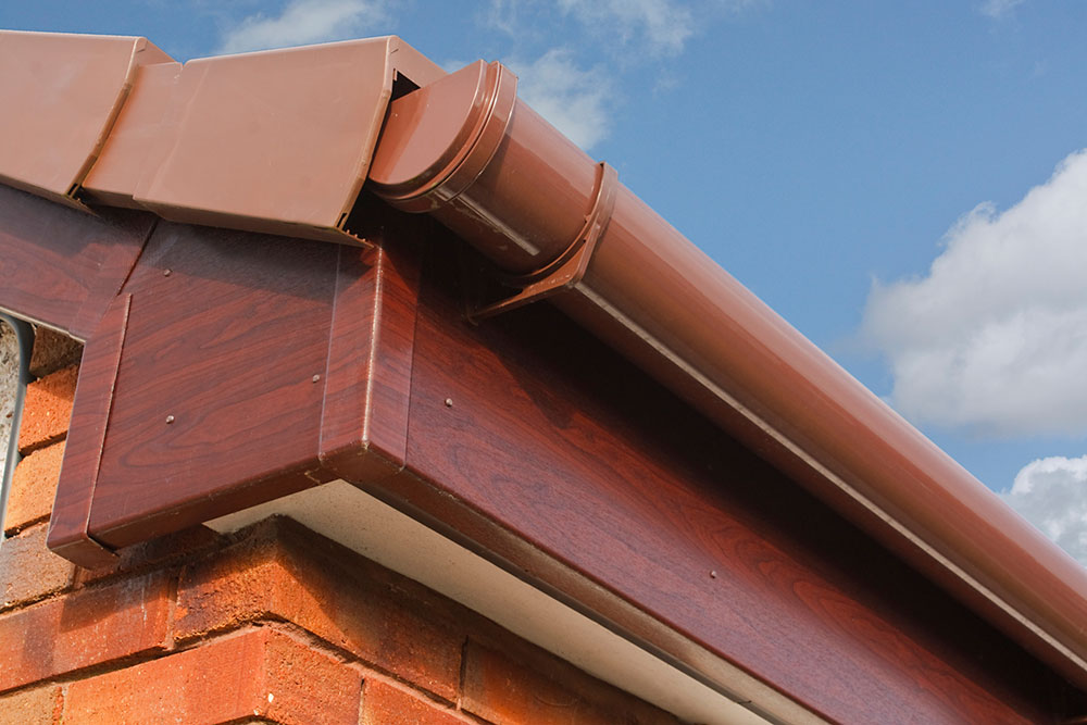 roofline with brown gutter